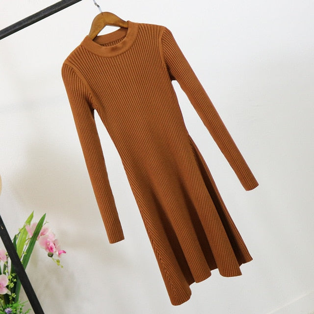 Casual Women Long Sleeve A Line Mini Dress