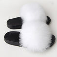 Furry Plush Fox Hair Women Fur Fluffy Flat Home Slippers