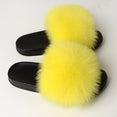 Furry Plush Fox Hair Women Fur Fluffy Flat Home Slippers