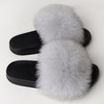 Furry Plush Fox Hair Women Fur Fluffy Flat Home Slippers