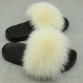 Furry Plush Fox Hair Women Fur Fluffy Flat Home Slippers