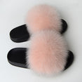 Furry Plush Fox Hair Women Fur Fluffy Flat Home Slippers