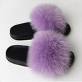 Furry Plush Fox Hair Women Fur Fluffy Flat Home Slippers