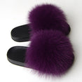 Furry Plush Fox Hair Women Fur Fluffy Flat Home Slippers