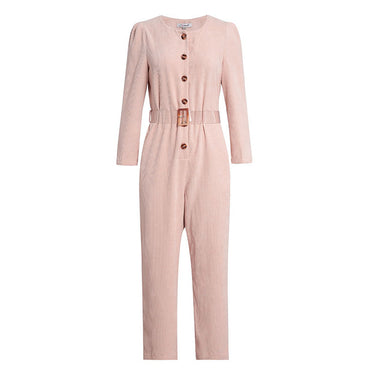 Casual Overalls Corduroy Light Pink Jumpsuits