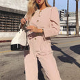 Casual Overalls Corduroy Light Pink Jumpsuits