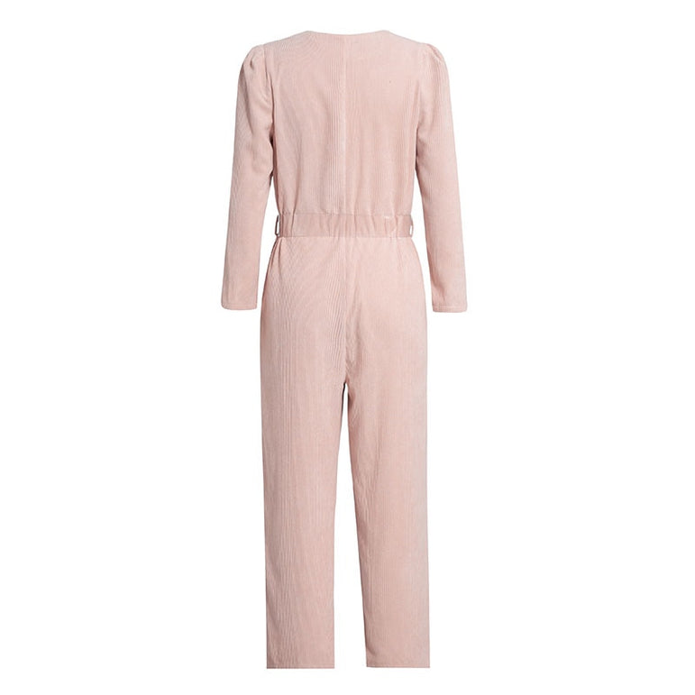 Casual Overalls Corduroy Light Pink Jumpsuits