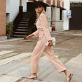 Casual Overalls Corduroy Light Pink Jumpsuits