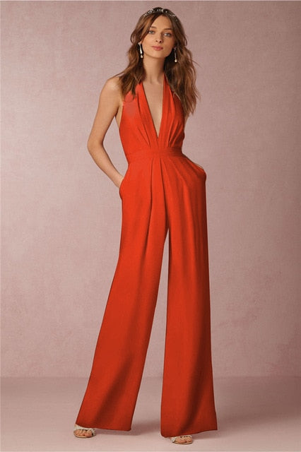 Chic Women Long Wide Leg Jumpsuit