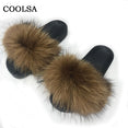 Indoor Furry Home Women Warm Fox Fur Slippers