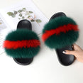 Indoor Furry Home Women Warm Fox Fur Slippers