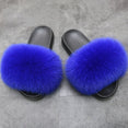 Indoor Furry Home Women Warm Fox Fur Slippers