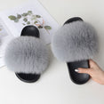 Indoor Furry Home Women Warm Fox Fur Slippers