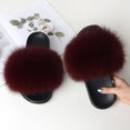 Indoor Furry Home Women Warm Fox Fur Slippers