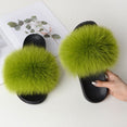 Indoor Furry Home Women Warm Fox Fur Slippers