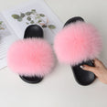 Indoor Furry Home Women Warm Fox Fur Slippers