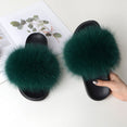 Indoor Furry Home Women Warm Fox Fur Slippers