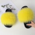 Indoor Furry Home Women Warm Fox Fur Slippers