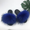 Indoor Furry Home Women Warm Fox Fur Slippers