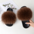 Indoor Furry Home Women Warm Fox Fur Slippers