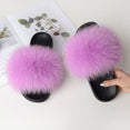 Indoor Furry Home Women Warm Fox Fur Slippers