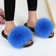 Indoor Furry Home Women Warm Fox Fur Slippers