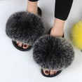 Indoor Furry Home Women Warm Fox Fur Slippers