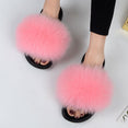 Indoor Furry Home Women Warm Fox Fur Slippers