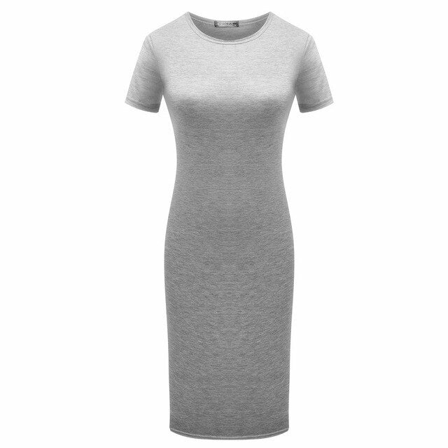 Casual Slim Bodycon Tunic Crew Neck Dress