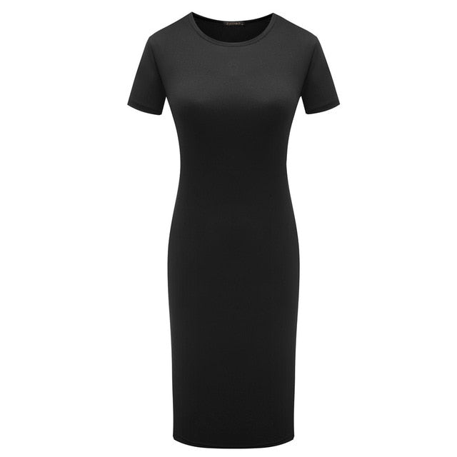 Casual Slim Bodycon Tunic Crew Neck Dress