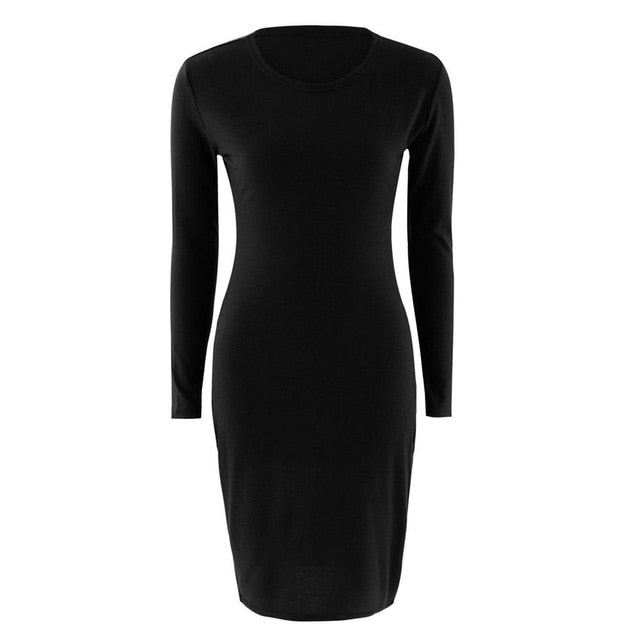 Casual Slim Bodycon Tunic Crew Neck Dress