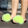 Furry Plush Fox Hair Women Fur Fluffy Flat Home Slippers