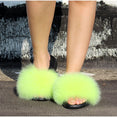 Furry Plush Fox Hair Women Fur Fluffy Flat Home Slippers