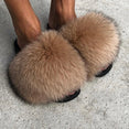 Real Fur Slides Female Indoor Women Fox Fur Slippers