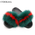 Real Fur Slides Female Indoor Women Fox Fur Slippers