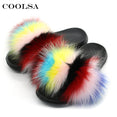 Real Fur Slides Female Indoor Women Fox Fur Slippers