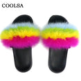 Real Fur Slides Female Indoor Women Fox Fur Slippers