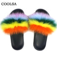 Real Fur Slides Female Indoor Women Fox Fur Slippers