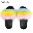 Real Fur Slides Female Indoor Women Fox Fur Slippers