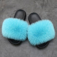 Real Fur Slides Female Indoor Women Fox Fur Slippers