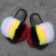 Real Fur Slides Female Indoor Women Fox Fur Slippers