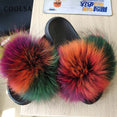 Real Fur Slides Female Indoor Women Fox Fur Slippers