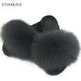 Real Fur Slides Female Indoor Women Fox Fur Slippers