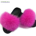 Real Fur Slides Female Indoor Women Fox Fur Slippers