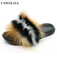 Real Fur Slides Female Indoor Women Fox Fur Slippers