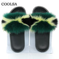 Real Fur Slides Female Indoor Women Fox Fur Slippers