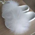 Real Fur Slides Female Indoor Women Fox Fur Slippers