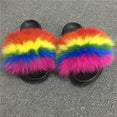 Real Fur Slides Female Indoor Women Fox Fur Slippers