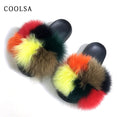 Real Fur Slides Female Indoor Women Fox Fur Slippers