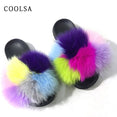 Real Fur Slides Female Indoor Women Fox Fur Slippers